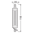 OSRAM LED Slim Line 11-100W/827 warmweiß R7s 1521lm 118mm – Maßzeichnung