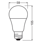 OSRAM LED Base CL A SMD 8,5-60W/827 E27 806lm matt nicht dimmbar 5er Pack – Maßzeichnung