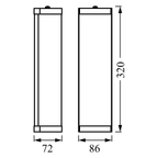 Osram Wandleuchte Bathroom 320mm 2-flammig E14 nicht dimmbar schwarz IP44 – Maßzeichnung