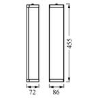 Osram Wandleuchte Bathroom 455mm 3-flammig E14 nicht dimmbar schwarz IP44 – Maßzeichnung