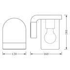 Osram Wandleuchte Endura Classic Cascade Amber 1-flammig E27 nicht dimmbar dunkelgrau IP44 – Maßzeichnung