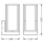 Osram Wandleuchte Endura Classic Frame 1-flammig E27 nicht dimmbar dunkelgrau IP44 – Maßzeichnung
