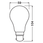 Osram / Ledvance LED Base Classic A matt 200° 8-60W/840 kaltweiß 806lm B22d 220-240V 3er Pack – Maßzeichnung