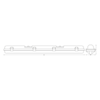 Osram LED Feuchtraumleuchte Sensor 60cm 8W/4000K 650lm neutralweiß nicht dimmbar grau IP65 – Maßzeichnung