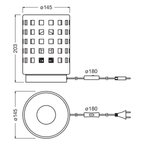Osram Tischleuchte Decor Clay Windows 1-flammig E27 nicht dimmbar braun IP20 – Maßzeichnung