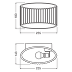 Osram Wandleuchte Decor Plaster Band 1-flammig E27 nicht dimmbar weiß IP20 255mm – Maßzeichnung