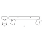 Osram LED Spot Decor Neptune Click-select 2-flammig 20W/3000K 715lm warmweiß nicht dimmbar weiß IP20 – Maßzeichnung