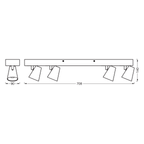 Osram LED Spot Decor Neptune Click-select 4-flammig 27W/3000K 1335lm warmweiß nicht dimmbar weiß IP20 – Maßzeichnung