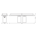 Osram LED Spot Decor Mercury 2-flammig 6,8W/2700K 460lm warmweiß dimmbar weiß/Holzdekor IP20 – Maßzeichnung