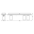 Osram LED Spot Decor Mercury 3-flammig 10,2W/2700K 690lm warmweiß dimmbar weiß/Holzdekor IP20 – Maßzeichnung