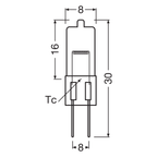 Osram HALOSTAR Standard 64428 20W 12V G4 Backofenlampe klar – Maßzeichnung