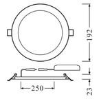 Ledvance Downlight Slim Value 180 17W/4000K IP 20 1400lm 120 ° kaltweiß nicht dimmbar – Maßzeichnung
