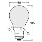 OSRAM LED Star CL A FIL 6,5-60W/840 E27 806lm matt nicht dimmbar 2er Pack – Maßzeichnung