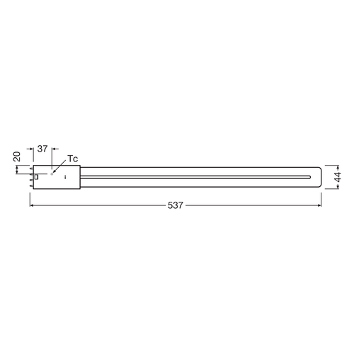 Osram LED Dulux L 25-55W/830 2G11 2950lm HF & AC Mains matt warmweiß nicht dimmbar – Maßzeichnung