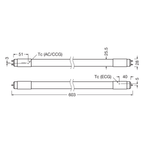 Osram LED SubstiTube T8 Universal Pro UO 7,5-18W/830 G13 1000lm AC 600mm 190° G13 warmweiß – Maßzeichnung