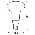 Osram / Ledvance LED WIFI Smart+ Reflektor R50 45° 3,3-40W/827-865 RGBW 210lm E14 220V dimmbar – Maßzeichnung