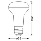 Osram / Ledvance LED WIFI Smart+ Reflektor R63 45° 4,7-60W/827-865 RGBW 345lm E27 220V dimmbar – Maßzeichnung