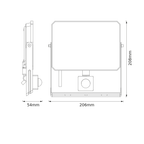 Osram LED Fluter Lux Sensor 50W/3000K 4500lm warmweiß nicht dimmbar schwarz IP65 – Maßzeichnung