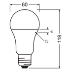 Osram LED Star Classic A75 10W/840 E27 kaltweiss matt nicht dimmbar – Maßzeichnung