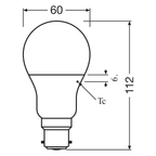 Osram LED Base Classic A 9-60W/827 B22d matt 200° 806lm warmweiß nicht dimmbar 3er Pack – Maßzeichnung