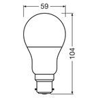Osram LED Base Classic A 9-60W/827 B22d matt 200° 806lm warmweiß nicht dimmbar 4er Pack – Maßzeichnung