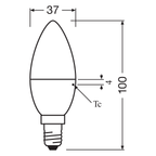 Osram LED Star Classic B 3,2-25W/827 E14 matt 180° 250lm warmweiß nicht dimmbar Blister – Maßzeichnung
