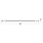 Osram LED Röhre SubstiTUBE Connected 600mm ST8AU-0.6M 7,5-18W/865 G13 1100lm matt tageslichtweiß nicht dimmbar 160° – Maßzeichnung