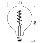 Osram LED Vintage 1906 Globe G125 Filament Smoke 5-15W/818 E27 140lm klar Warm Comfort Light 330° nicht dimmbar – Maßzeichnung