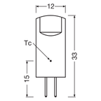 Osram LED Star 300° 1,8-20W/827 warmweiß 200lm G4 12V – Maßzeichnung