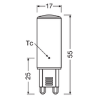Osram LED 320° Pin 4,8-48 W/840 kaltweiß 600lm G9 220-240V – Maßzeichnung