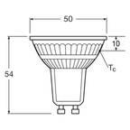 Osram LED Value PAR16 6,9-80W/865 GU10 575lm tageslichtweiß nicht dimmbar – Maßzeichnung