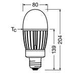 Osram LED HQL 41-125W/827 E40 5400lm warmweiß nicht dimmbar – Maßzeichnung