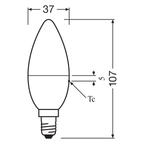 Osram LED Retrofit Classic B RGBW 4,9-40W/ E14 470lm matt warmweiß dimmbar 2er Pack – Maßzeichnung
