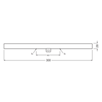 Osram / Ledvance LED Inestra Base 145° 3,5-25W/827 warmweiß 370lm S14d 220-240V 300mm – Maßzeichnung