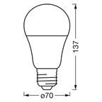 Ledvance LED WIFI Smart+ Classic A100 matt 220° 14-100W/827-865 RGBW einstellbar 1521lm E27 220-240V dimmbar 3er Pack – Maßzeichnung