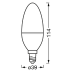 Osram / Ledvance LED Smart+ Sun@Home Classic B 220° 4,9-25W/922-950 abstimmbares Weiß 425lm E14 230V dimmbar – Maßzeichnung