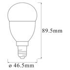 Osram / Ledvance LED Bluetooth Smart+ Classic P matt 180° 4,9-40W/827 warmweiß 470lm E14 220-240V dimmbar – Maßzeichnung