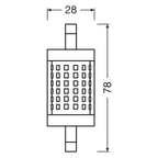 Osram / Ledvance LED Line 300° Performance 11,5-100W/827 warmweiß 1521lm R7s 220-240V 78mm – Maßzeichnung