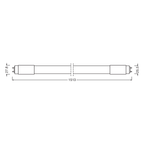 Osram / Ledvance LED Tube T8 190° Performance 20-58W/830 warmweiß 2800lm G13 EVG V 1500mm – Maßzeichnung
