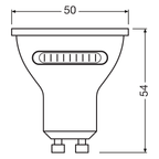 Osram / Ledvance LED Star Spot PAR16 36° 3-Lichtfarben 4,2-55W/827/840/865 abstimmbares Weiß 400lm GU10 220-240V – Maßzeichnung