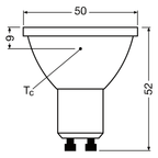 Osram / Ledvance LED Star Spot PAR16 120° 6,9-49W/865 tageslichtweiß 620lm GU10 220-240V – Maßzeichnung
