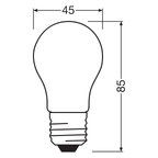 Osram / Ledvance LED Filament Tropfen P matt 330° UltraEfficient 2,2-40W/827 warmweiß 470lm E27 220-240V – Maßzeichnung
