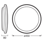 LEDVANCE Leuchte Orbis Pederson 450MM 830 Black 24W 1.450lm IP20 – Maßzeichnung