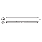 LEDVANCE LED-Wandleuchte Orbis Tube Frost Glass 60CM Click CCT DIM Wood Decor 12W 1.200lm IP44 – Maßzeichnung