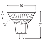 Osram / Ledvance LED Star Spot MR16 36° 3,4-35W/840 kaltweiß 345lm GU5.3 12V – Maßzeichnung