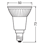 Osram / Ledvance LED Star Spot PAR16 36° 3,7-50W/827 warmweiß 350lm E14 220-240V – Maßzeichnung