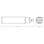 Osram LED Dulux D/E 10-26W/830 G24q-3 990lm HF & AC Mains matt warmweiß nicht dimmbar – Maßzeichnung