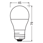 Osram LED Bellalux Classic P45 4,9-40W/827 warmweiß 470lm E27 220-240V – Maßzeichnung