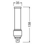 Osram LED Dulux D 6-13W/830 G24d-1 600lm EM & AC Mains matt warmweiß nicht dimmbar – Maßzeichnung