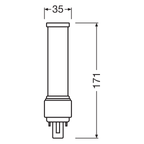 Osram LED Dulux D 10-26W/830 G24d-3 990lm EM & AC Mains matt warmweiß nicht dimmbar – Maßzeichnung